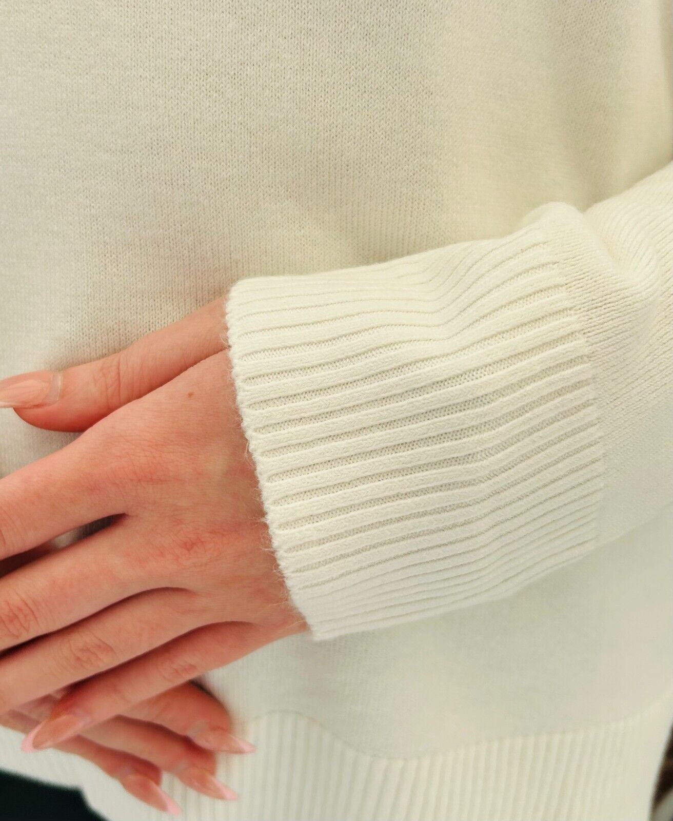 Ladies Ex NXT Cosy Jumper Crew Neck Long Sleeve Black White Orange Knit Sweater