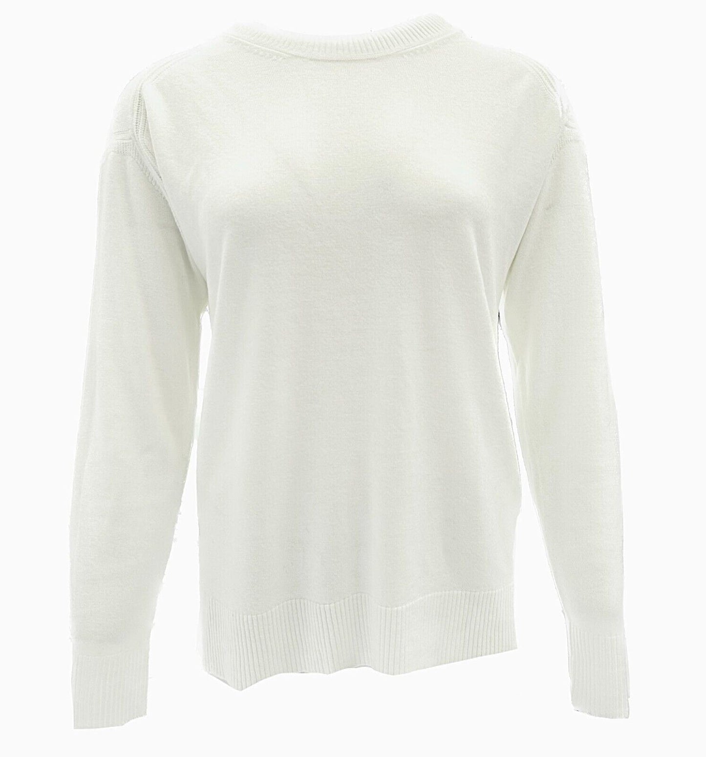 Ladies Ex NXT Cosy Jumper Crew Neck Long Sleeve Black White Orange Knit Sweater