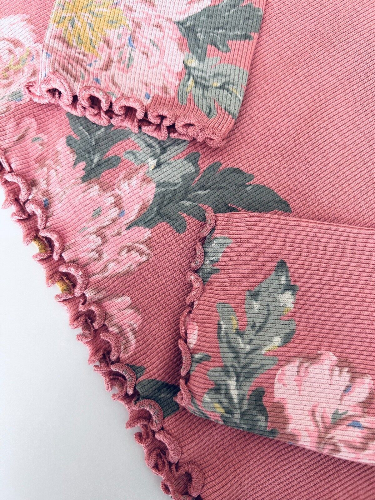 Girls NXT Ribbed Top Baby Long Sleeved Pink Floral Rib T-Shirt Cotton Rich