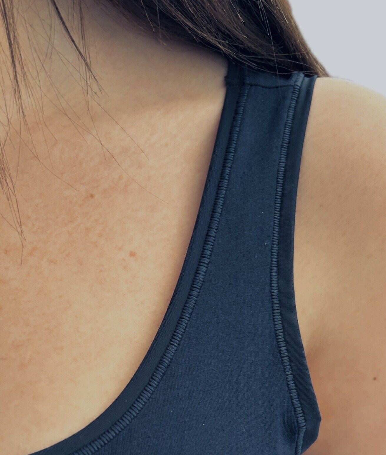 Ex Famous Store Brand Ladies Vest Navy White Modal Rich Layering Base Sleep Wide Strap