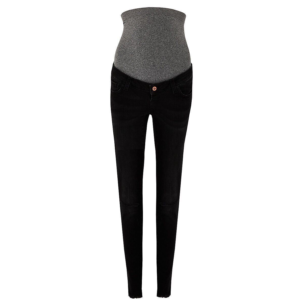 Ladies Maternity Jeans Blooming Marvellous Black Overbump Distressed Rip Knee