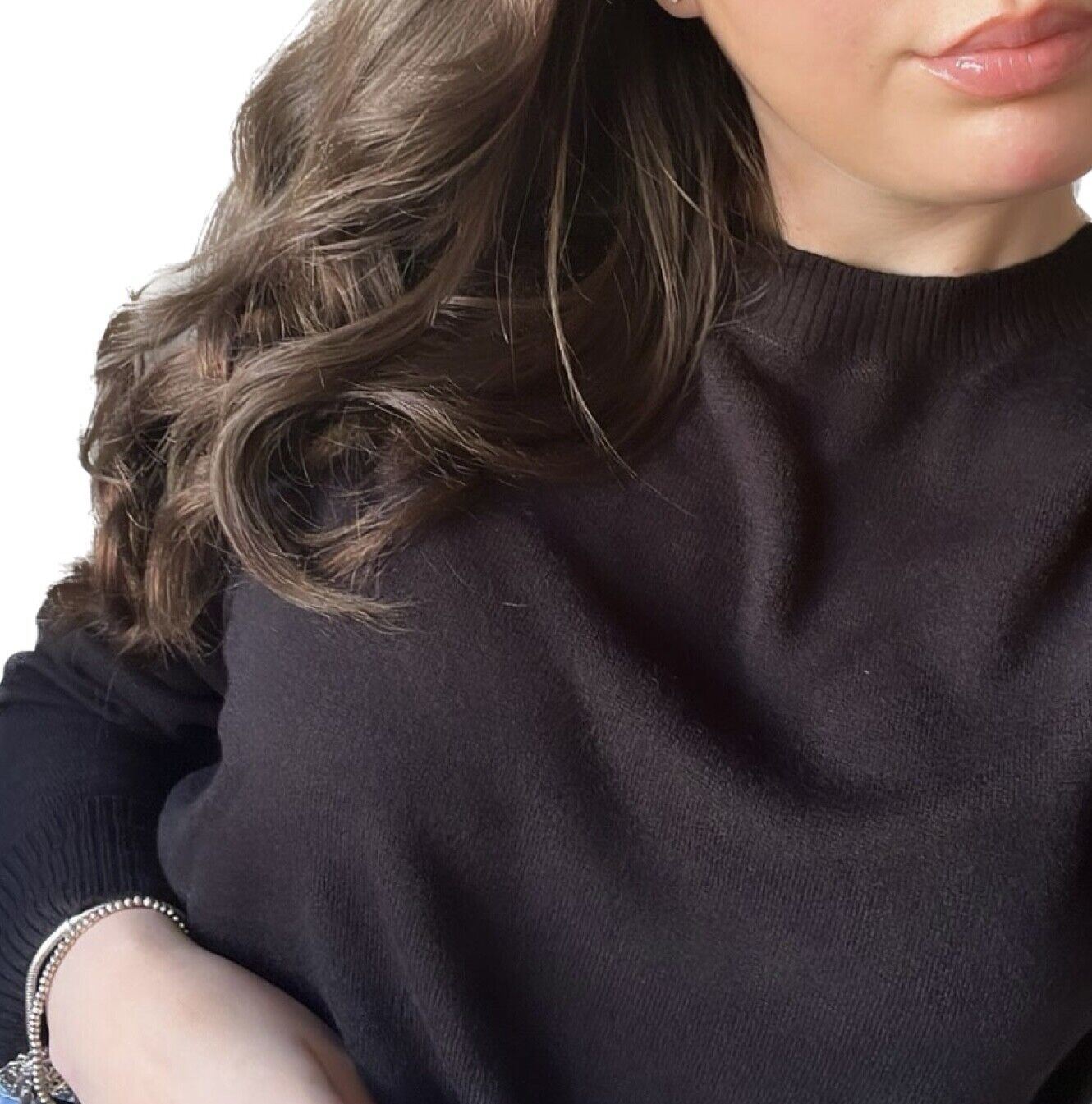 Ladies Ex NXT Cosy Jumper Crew Neck Long Sleeve Black White Orange Knit Sweater