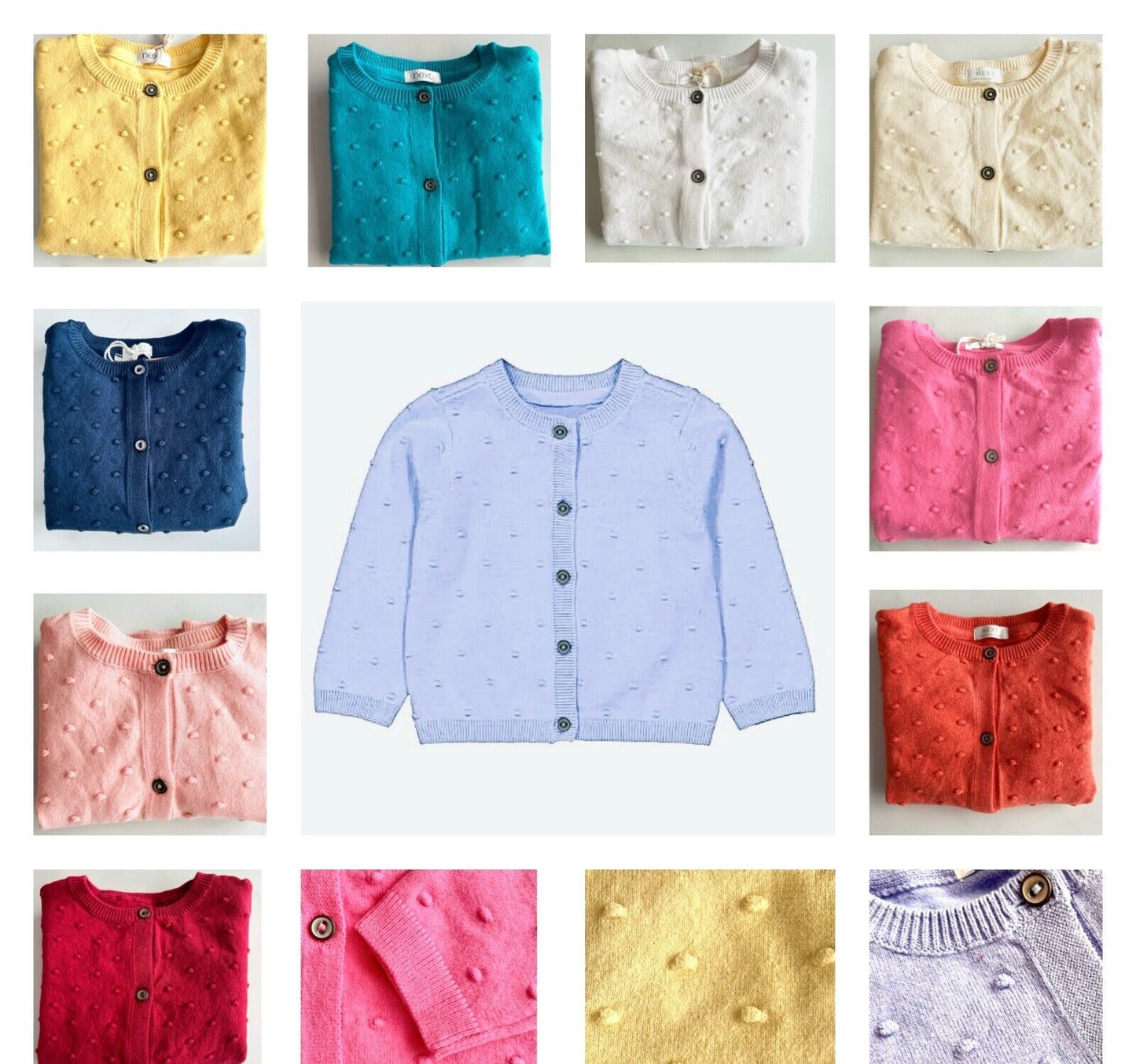 Girls NXT Bobble Cardigan Teal Cotton Crew Neck Baby