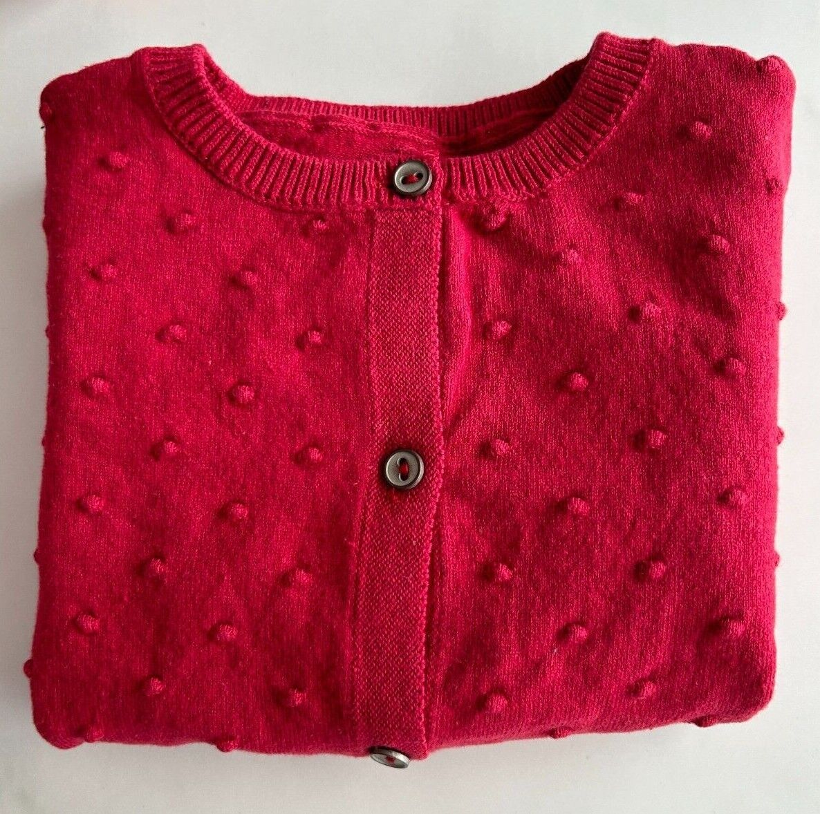 Girls NXT Bobble Cardigan Burgundy Red Cotton Crew Neck Baby