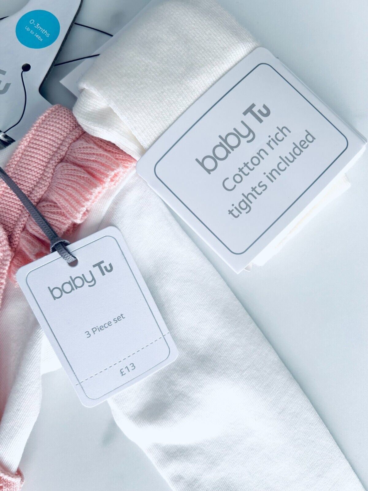 Baby Girls T* Knitted Romper Bodysuit Set Pink Fine Pointelle Knit Spanish Frill