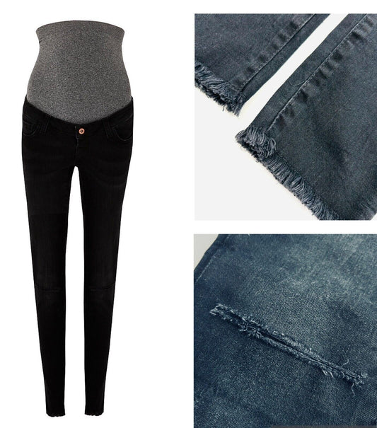 Ladies Maternity Jeans Blooming Marvellous Black Overbump Distressed Rip Knee