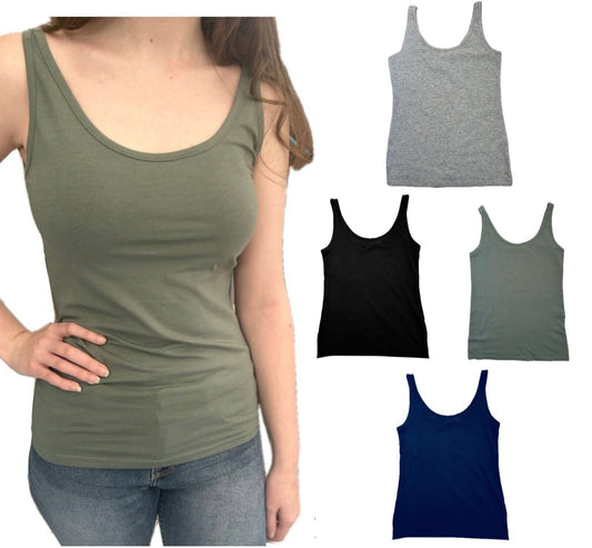 Ladies Women's Next Thick Strap Vest Top Summer Black Grey Cami Tank Cotton