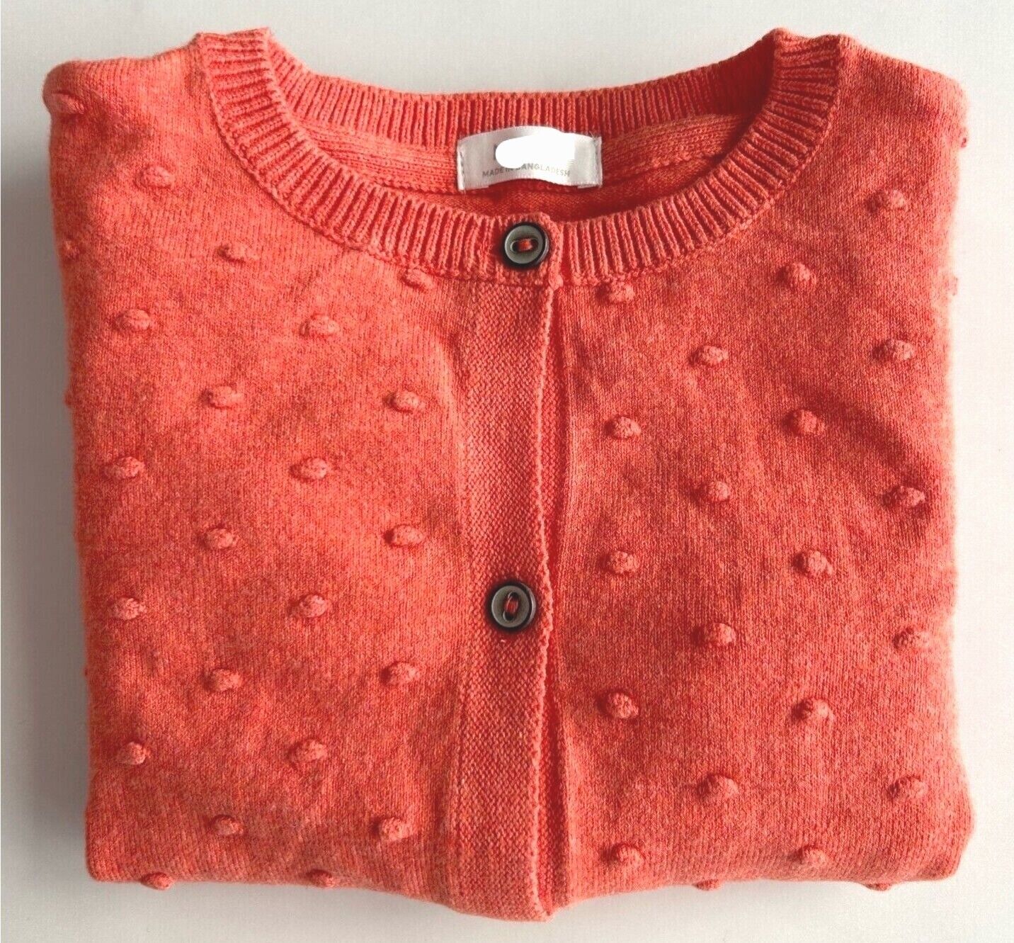 Girls NXT Bobble Cardigan Orange Cotton Crew Neck Baby