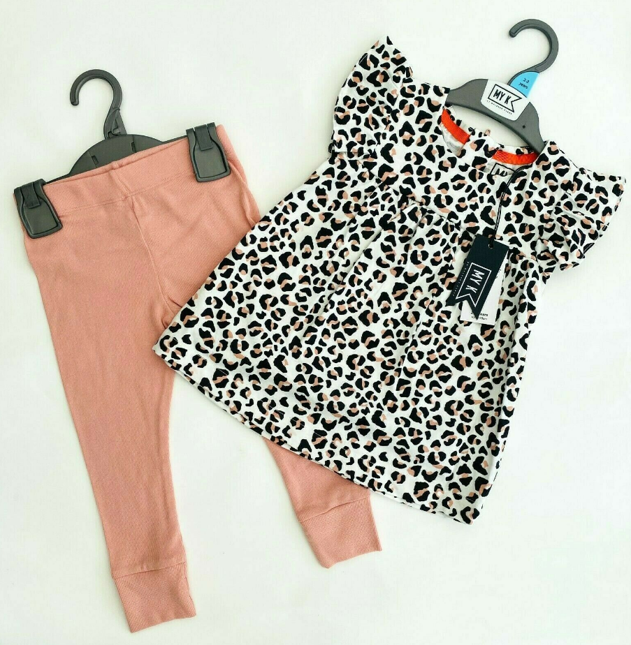 Myleene Klass Girls 2 Piece Leopard Print Top And Leggings Set Designer Outfit