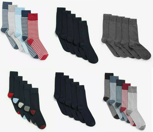 Mens J*hn L*wis Socks Cotton Ankle 5 Pack Organic Black Navy Striped Grey