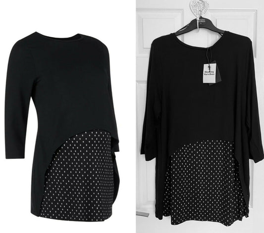 M*thercare Ladies Maternity Top Black Nursing Feeding 3/4 Sleeve Layer Tunic