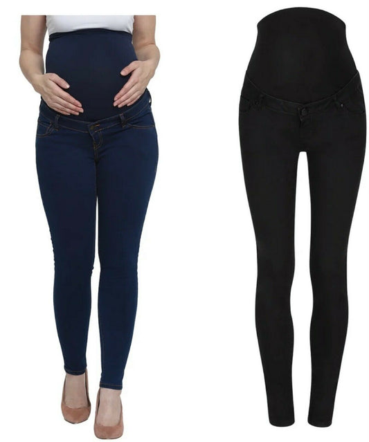 M*thercare Maternity Skinny Jeans Women's Blue Black Over The Bump Pregnancy