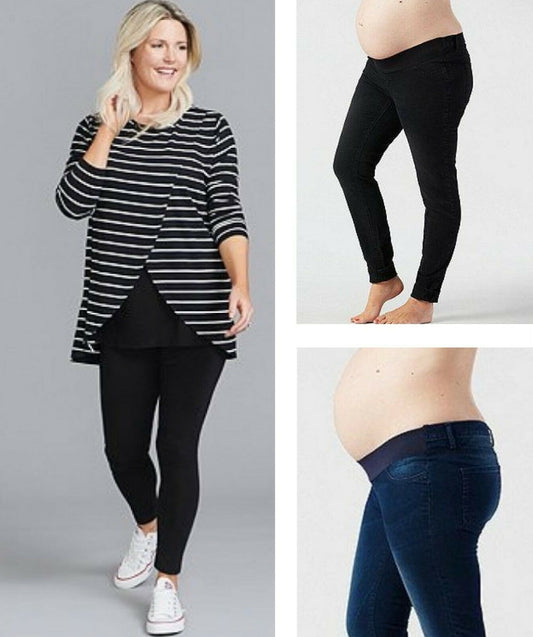 M*thercare Ladies Maternity Jeans Blue Black Under Bump Skinny Stretch Pregnancy